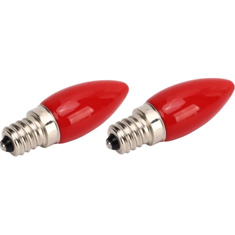 2PCS Ampoule Bougie LED E12, 4 SMD2835 1.5W 220V, Verre Transparent pour Lustre, Applique Murale, Plafonnier Rouge (1/5)