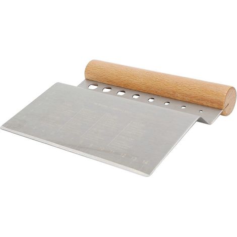Racloir à pâte, ustensile de cuisine en acier inoxydable 304 avec manche en bois de hêtre, multifonctionnel pour la pâte et la pizza