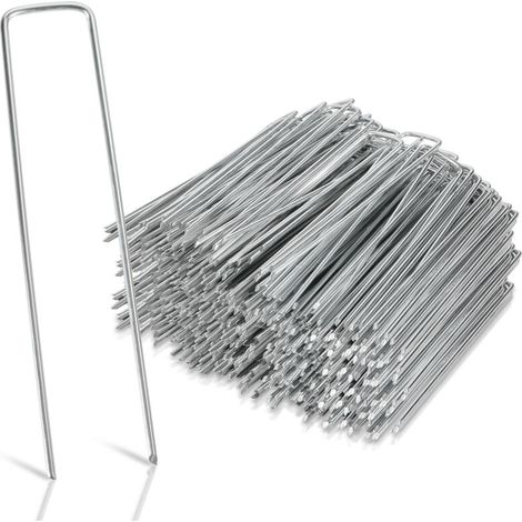 Set mit 150 verzinkten Stahl-Befestigungspfählen Ø3 mm 150 x 40 mm, Garten-Erdanker zur Verankerung von Unkrautvlies