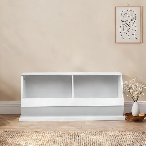 Buffet Meuble 2 casiers en MDF blanc 90 x 36 x 35 cm à monter (1/5)