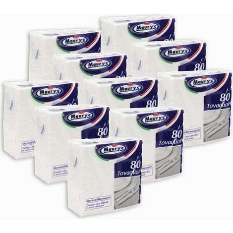 10 CONFEZIONI MAURY'S MAXI SCORTA TOVAGLIOLI 33X33 CM DUE VELI 80PZ DI CELLULOSA (1/2)