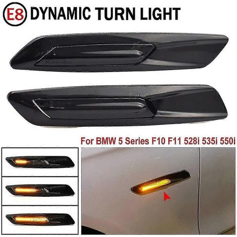2 feux de position latéraux dynamiques à LED avec clignotants séquentiels pour BMW Série 5 F10 F11 528i 528ix 535i 535ix 550i 550ix