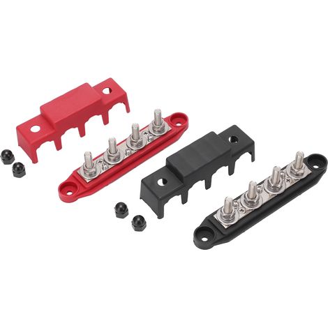 Bloc de Distribution Électrique Rouge et Noir paire, Barre Omnibus M8 pour Voitures Camping-cars Bateaux Yachts, Bornes à Vis (1/5)