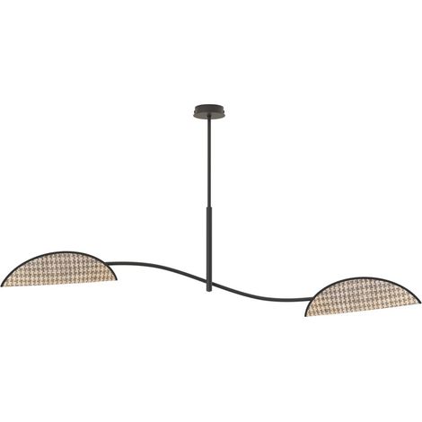 Lampada a Sospensione Lotus, Metallo, Tessuto, Beige, 105x54x18 cm