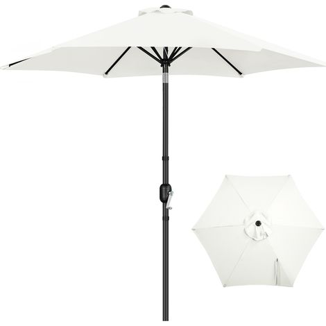 Homevive Sombrilla redonda de jardín con manivela, protección UV, para terraza, protección UPF 50+, para balcón, terraza, mercado/jardín, sin soporte (1/5)