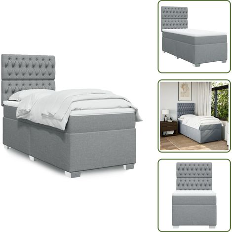 The Living Store Boxspringbett mit Matratze Hellgrau 100x200 cm Stoff - Boxspringbett - Doppelbett - Bettsystem - Schlafsofa - Polsterbett