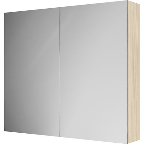 Napoli Light Oak 800mm Wall Mounted Mirrored Cabinet - 800mm -