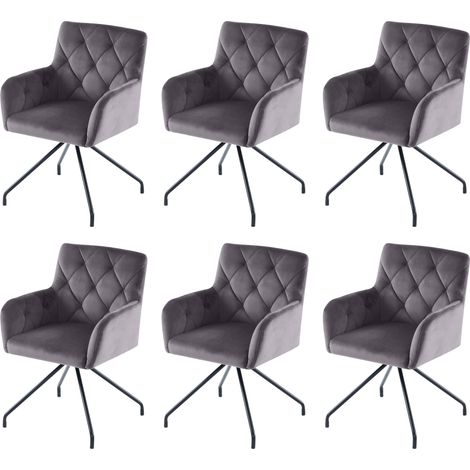 Lot de 6 chaises de salle à manger à motif losange, fauteuil rembourré avec 4 pieds en métal, chaise lounge moderne, chaise de salon pour chambre à coucher, soutien lombaire, velours, gris[OLD SKU:WF3 (1/5)