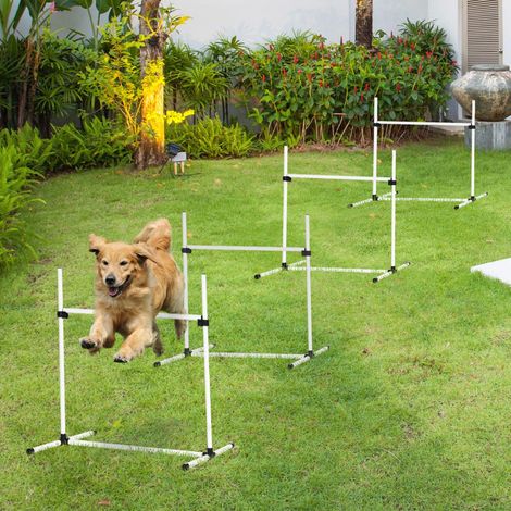 Blanc 99x65x94 cm - Set d’entraînement d’agilité pour chiens et animaux de compagnie : 4 pièces : obstacles, obstacles de saut avec hauteur