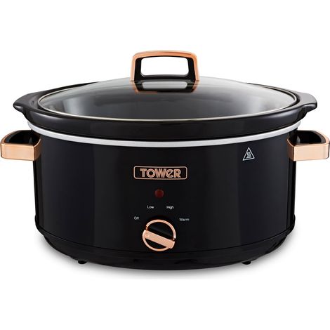 Tower T16019RG Slow Cooker Infinity con 3 Impostazioni di Cottura e Funzione Keep Warm per il Mantenimento del Calore, Elettrodomestici Cucina, 6,5 L, 270 W, Nero e Oro Rosa (1/5)