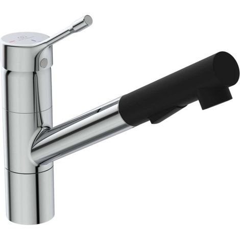 Ideal Standard CeraLook Küchenarmatur BC297AA Auslauf mittig angesetzt, herausziehbarer Handbrause, Ausladung 233 mm, verchromt (1/3)