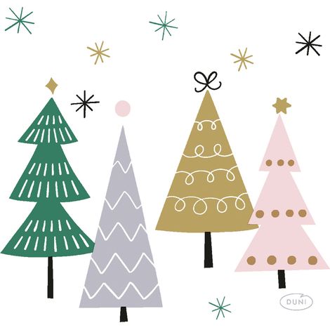 Duni Servietten Noel Trees multi 24 x 24 cm - 20er Pack