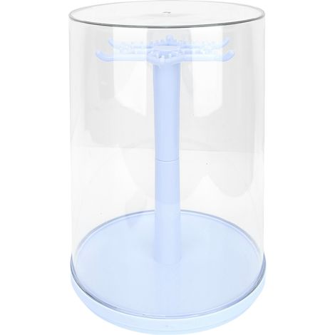 Vitrine Rotative Poupées Transparente ABS/PET 360° Anti-Poussière pour Figurines 22x29x18cm Bleue (1/5)