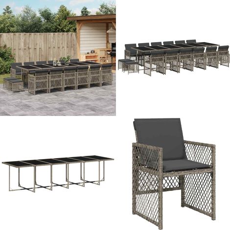 vidaXL Ensemble à manger de jardin 17 pcs et coussins résine tressée (1/5)