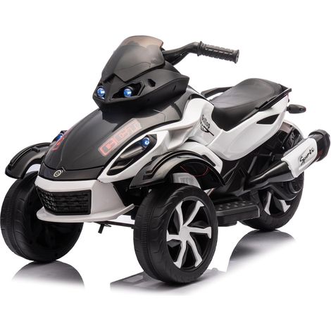 Quad Électrique Enfant 12V, Moteurs Doubles 45W, Musique, Lumières LED, Vitesse 6,4 km/h, Sans Télécommande, Pour 3-8 Ans, Blanc (1/5)