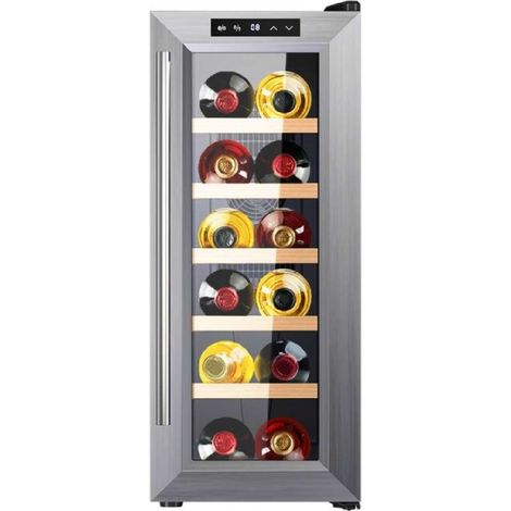 Weinkühlschrank GrandSommelier 1270 CoolWood, mit 12 Flaschen Fassungsvermögen und thermoelektrischer Kühlung. Einstellbare Temperatur und LED-Innenbeleuchtung