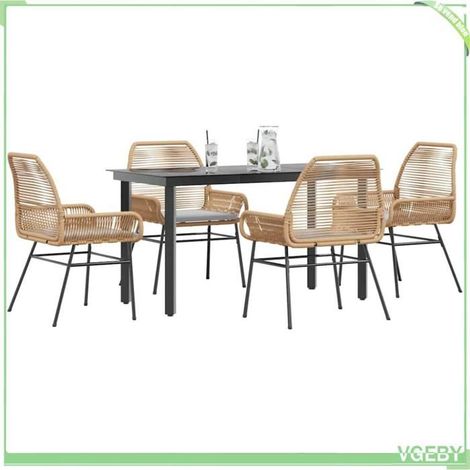 Ensemble à manger jardin - 3334571 - Poly rotin - Table verre trempé - Protection anti-UV (1/5)