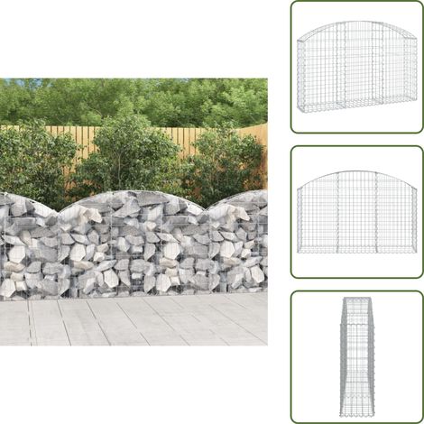 Gabione mit Hochbogen 150x30x80/100 cm Verzinktes Eisen - Gabionenkorb - Gabionenwand - Gartendekoration - Gartenzubehör - Zaun (1/5)