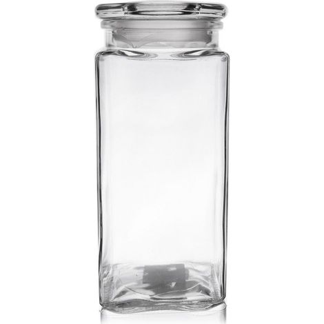 Recipient en verre carre avec couvercle hermetique pour le stockage