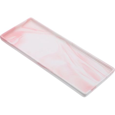 Plateau de Salle de Bain Effet Marbre en Céramique Surface Lisse et Stabilité, Plateau de Rangement Élégant pour Cosmétiques sur Coiffeuse'-'- (1/5)