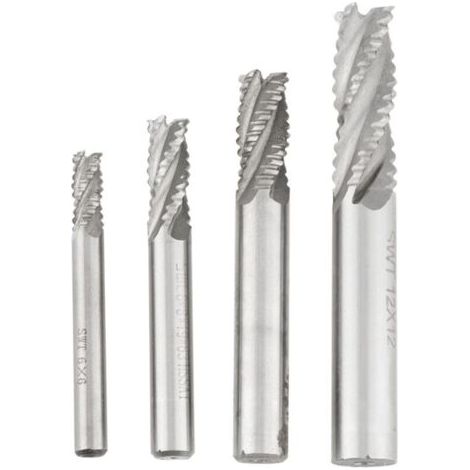 Fraise en bout d'ébauche HSS à 4 cannelures, fraise CNC M6 /M8 /M10 /M12, 4 pièces