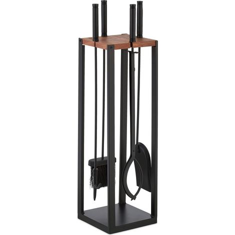 Set di 5 accessori per camino pratico design moderno 50 x 20 x 15 cm in metallo nero 130014443