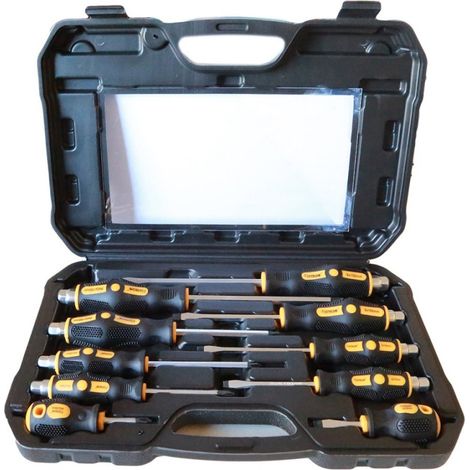 Set 10 Cacciaviti Cacciavite Croce E Taglio Impatto Punte Magnetiche Cr-v (1/4)