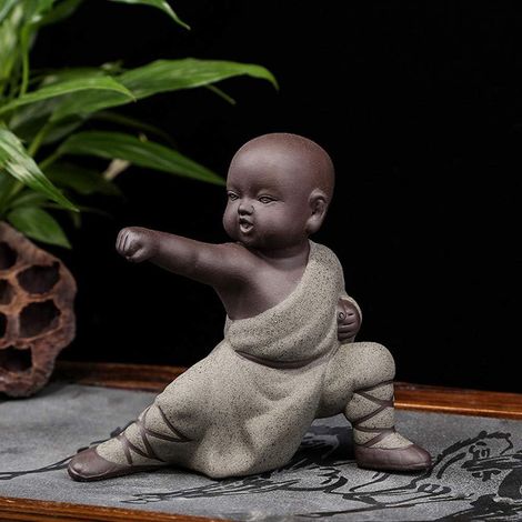 Figurine miniature de Bouddha en céramique, petite statue mignonne de Bouddha, figurine de moine, artisanat créatif pour bébé, poupées, ornements, cadeau chinois, arts et artisanat délicats en céramiq (1/5)