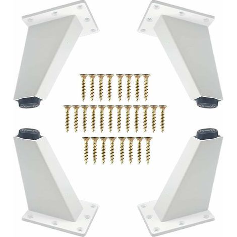 Patas para muebles, patas angulares de aluminio para muebles, patas de repuesto para cómodas, mesas, sofás y armarios, incluye tornillos de montaje, color blanco, 80 mm (1/5)