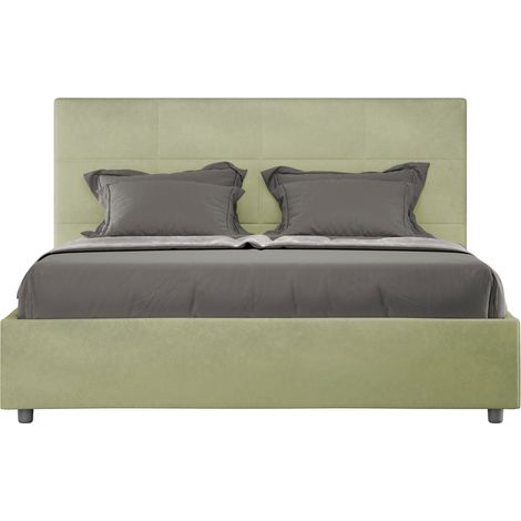 Letto Matrimoniale 160x210 cm con Rete e Contenitore Mika Tè verde (1/4)