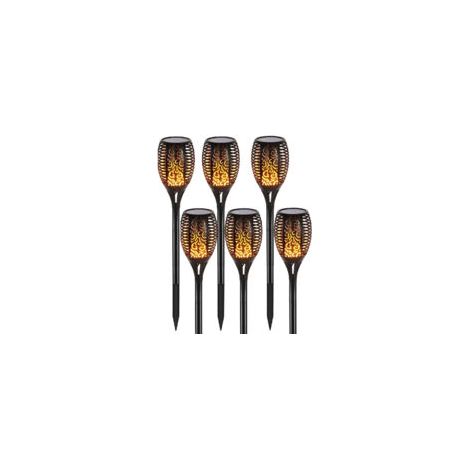Lampe solaire 12 LED 54cm Décor de jardin extérieur à lumière vacillante , 6 Pack,