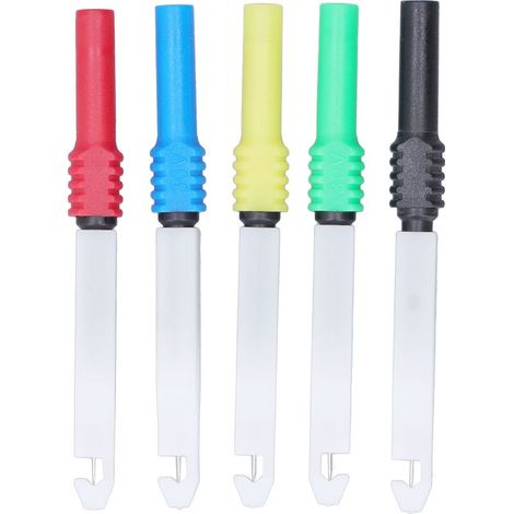 Lotto di 5 mini sonde di 0,7 mm per multimetro, aghi attizzava con guaina J. 30009 (1/5)