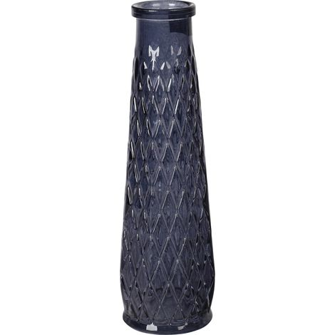 Soliflore Verre Relief Losange Ø6,5 x H22 cm Gris Fonce