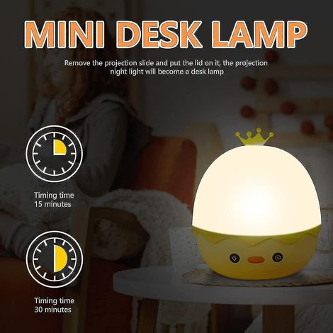 Lampe projecteur ciel étoilé, veilleuse bébé rotative à 360° avec petit canard jaune (lot de 6). (1/3)