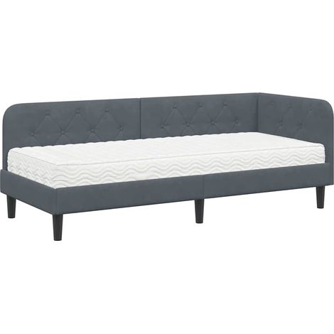 Maison Exclusive - Cornice del letto ad angolo Grigio scuro 80 x 200 cm Velluto
