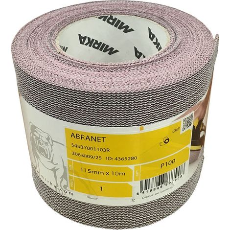 Mirka – Rouleau abrasif de ponceuse 115mm x 10m – Grain 80 – Pour ponçage de mastic et laques – Compatible bois dur et métal (1/7)