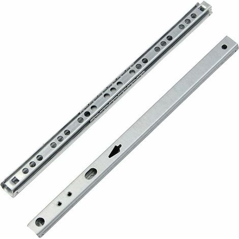 Coulisse Tiroir 1 paire Glissières pour Tiroirs en Métal à Roulement à Billes Coulisses à Bille Rails de Tiroirs à Coulisse Glissières à Roulement à Billes pour Tiroir de Meubles 246x17x10mm, (1/4)
