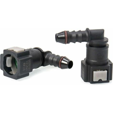 SNQ – Lot de 2 connecteurs de tuyau de carburant – Raccord durite essence 90° – Plastique 7.89mm – Installation rapide sans outil (1/5)