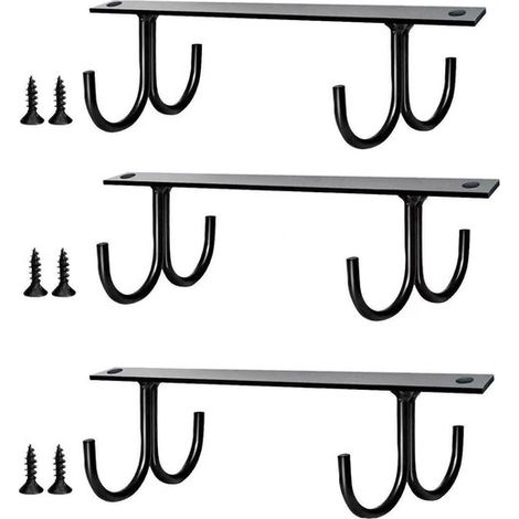 Ganchos para tazas debajo del armario - 3 piezas - negro - almacenamiento organizado (1/5)