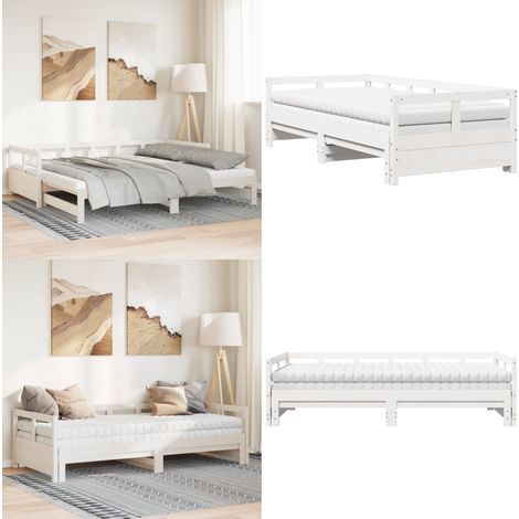 vidaXL Lit de jour et lit gigogne et matelas 90x200 cm bois pin massif