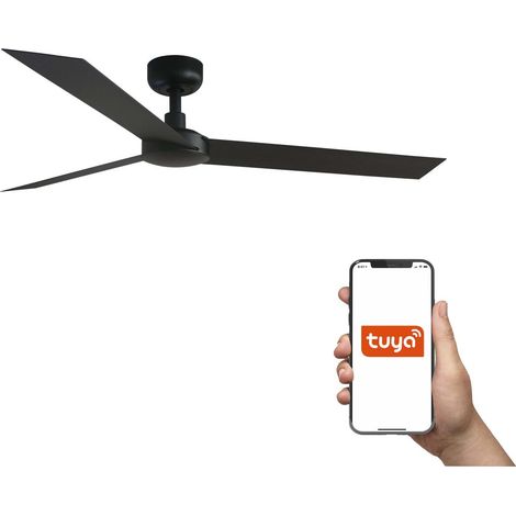 Faro Cruiser Grand ventilateur de plafond à 3 pales noir mat, système intelligent Tuya (1/3)