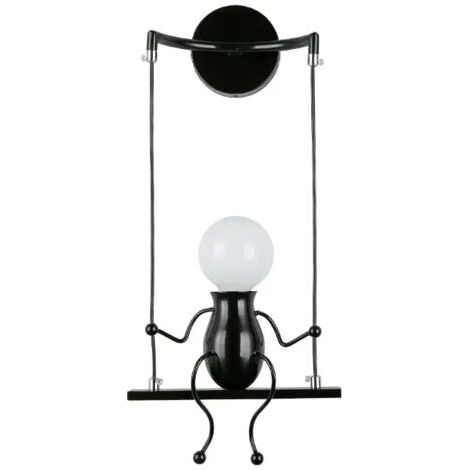 Moderne Wandleuchte, kreatives und schlichtes Design, kleine E27-Fassung, schwarz, für Kinderzimmer, Flur, dekorative Beleuchtung (1/3)