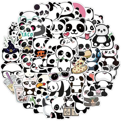 50 Stück niedliche Panda-Aufkleber zur Dekoration von Computer, Laptop, Notebook, Tablet und Gepäck (1/4)