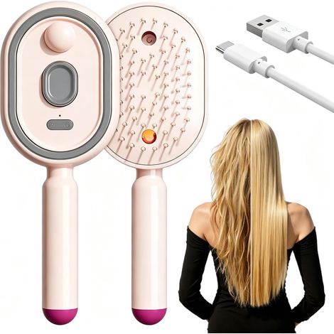 Brosse à vapeur électrique, Peigne Massage à Coussin D'Air et Spray électrique, Peigne démêlant antistatique 3 en 1 et massage à coussin d'air, contrôle des frisottis et soin du cuir chevelu (1/5)