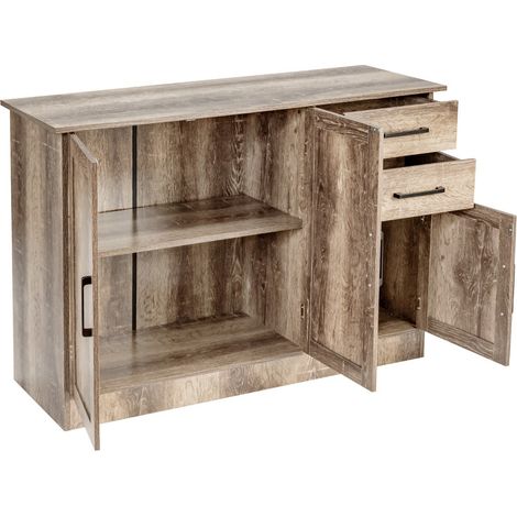 Aparador de cocina 110 x 40 x 78 cm con balda regulable y gran espacio de almacenaje estilo moderno MDF marrón 200019259