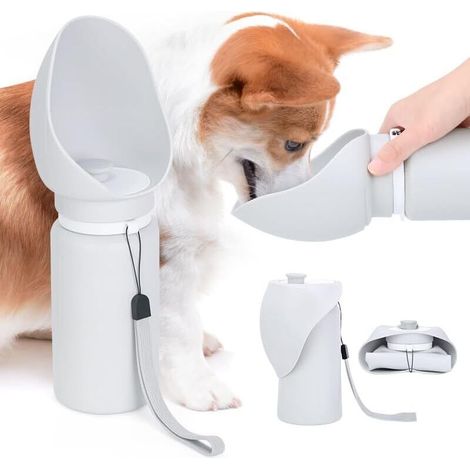 Gamelle d'eau portable pour chien 550ml, bol pliable en silicone étanche avec bec verseur, bouteille de voyage légère 170g pour animaux (1/4)