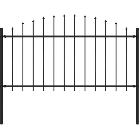 INLIFE 144943 Garden Fence with Spear Top Steel 1,7 m Black (1/3)