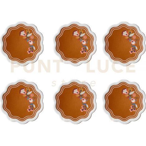SET 6 SOTTOBICCHIERI ARMONIA IN CRISTALLO ACRILICO E ECOPELLE COLORE MARRONE