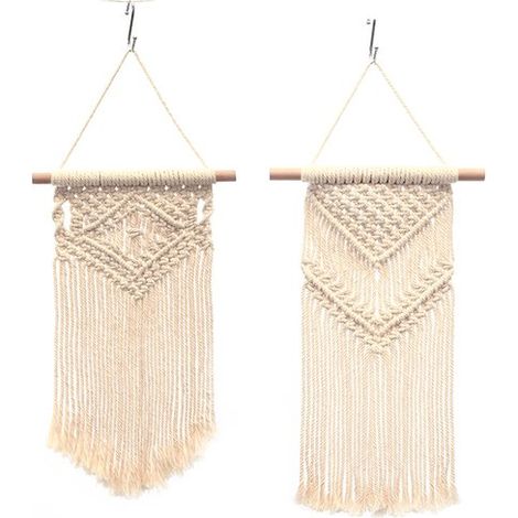 2 piezas de tapiz de macramé para pared - Decoración bohemia - Tapiz de pared - Algodón - 45 cm (1/2)