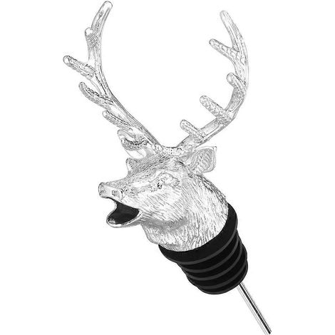 Verseur à vin et bouchon BESTOMZ en forme de tête de cerf, aérateur de vin, carafe en caoutchouc silicone-Silver (1/3)